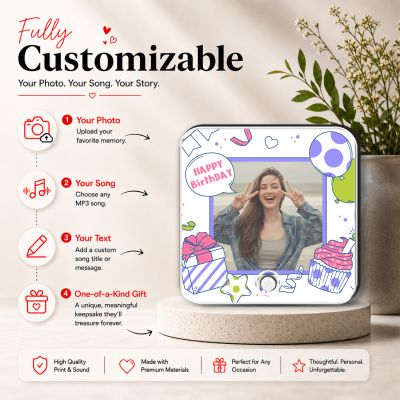 Customized Happy Birthday Musical Fridge Magnet with Music Speaker  Rechargeable Speaker with On/Off Button  Birthday Gift for Girlfriend, Sister, Best Friend